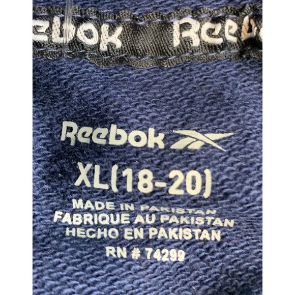 Kid’s Hoodie Size XL (18/20) Boys Reebok Sweatshirt Logo Print Pullover Navy - Picture 7 of 12